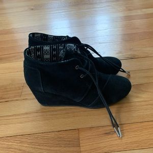 TOMS Kala Wedge Lace Up Ankle Bootie